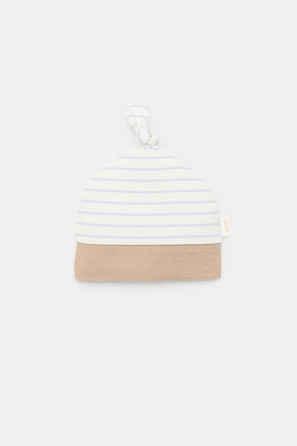 Stripe Knotted Beanie  Lavender