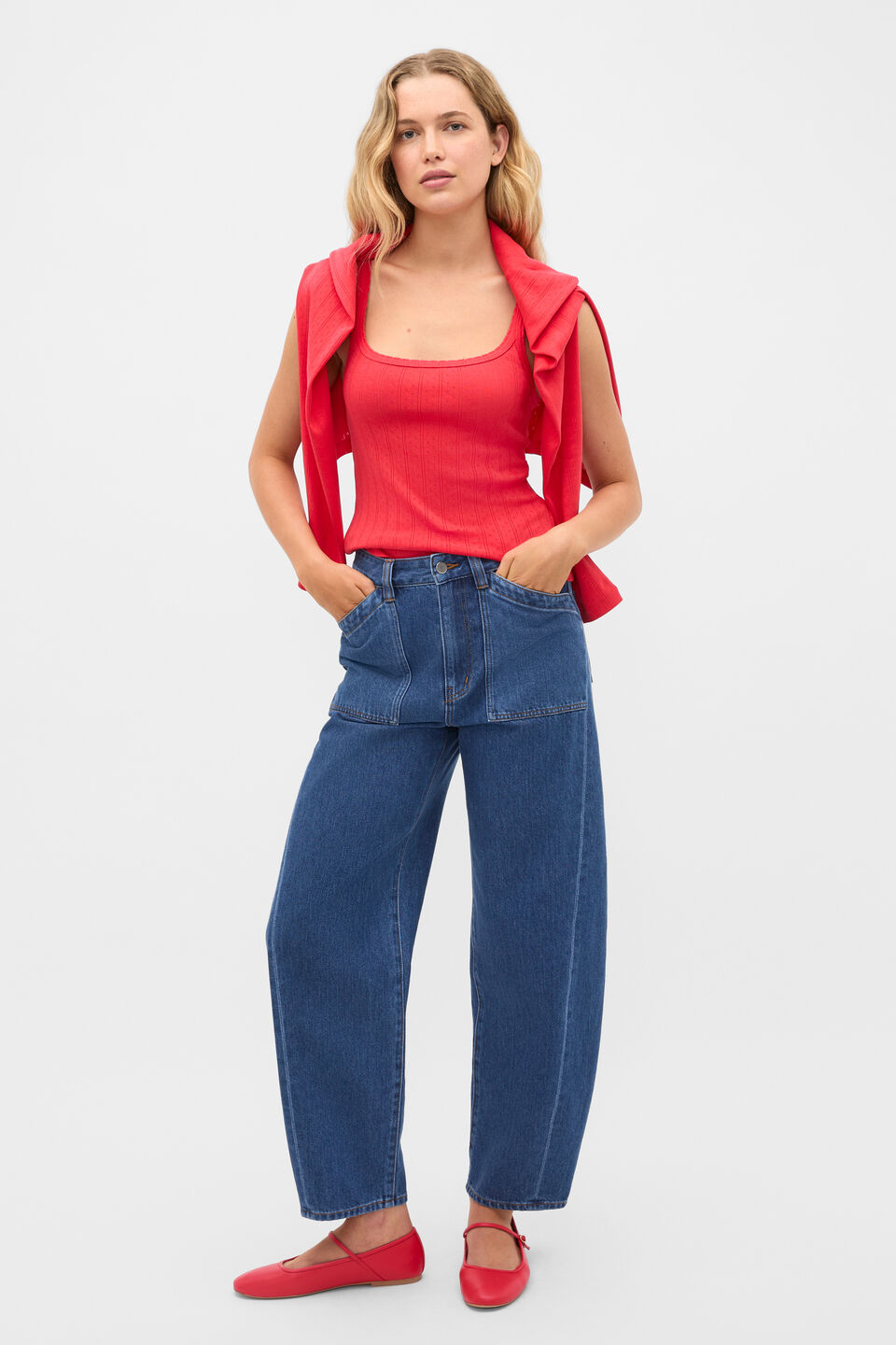 Pointelle Easy Tank  Chilli Red
