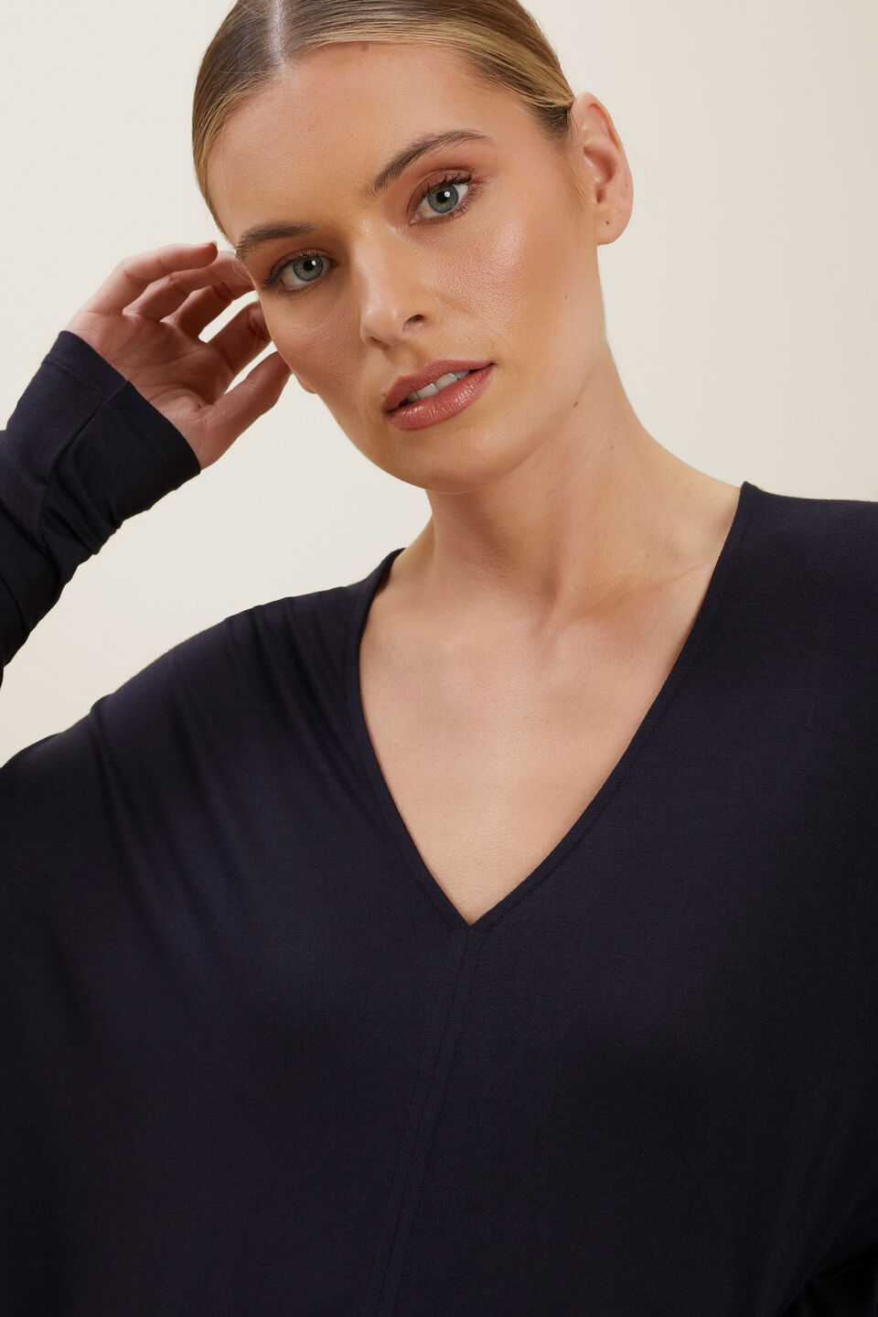 Modal V Neck Top  Deep Navy