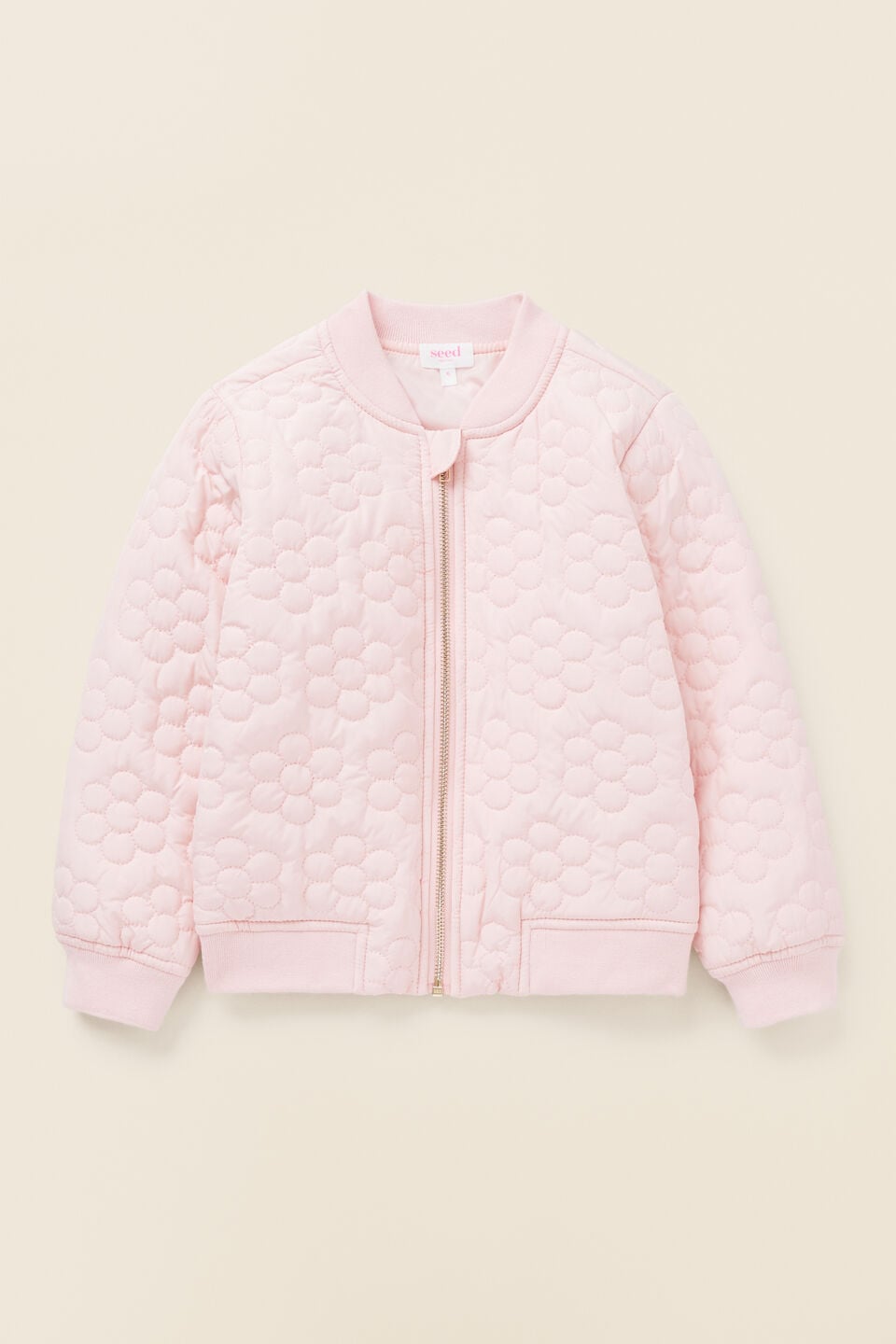Quilted Daisy Bomber  Dusty Rose