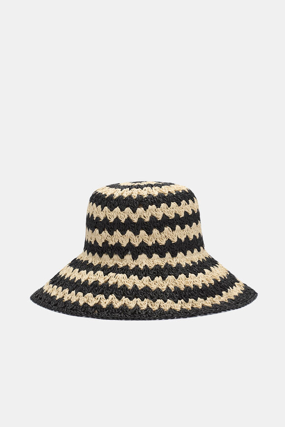 Two Tone Wide Brim Hat  Black  hi-res