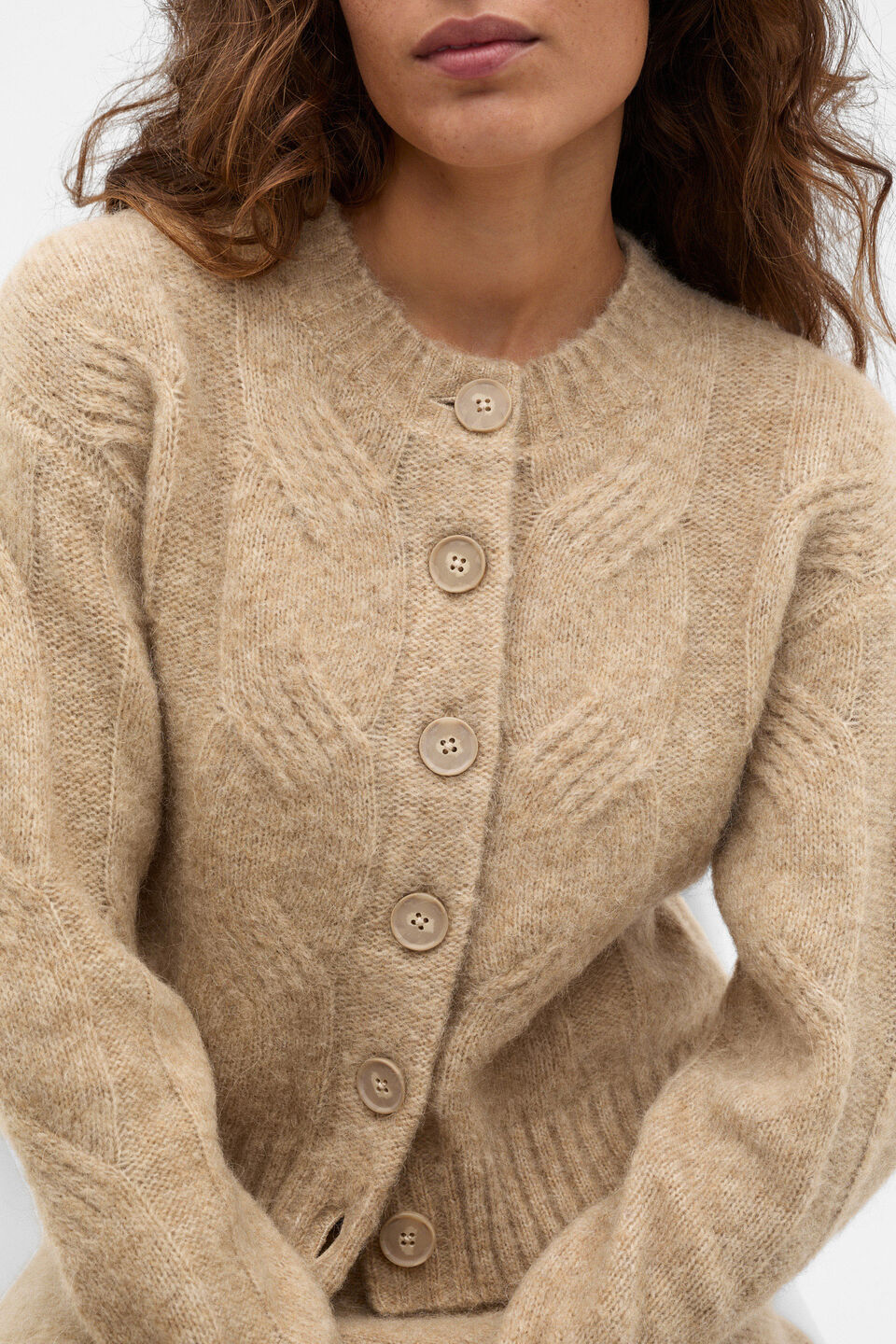 Lofty Oversized Cable Knit Cardigan  Caramel Clay