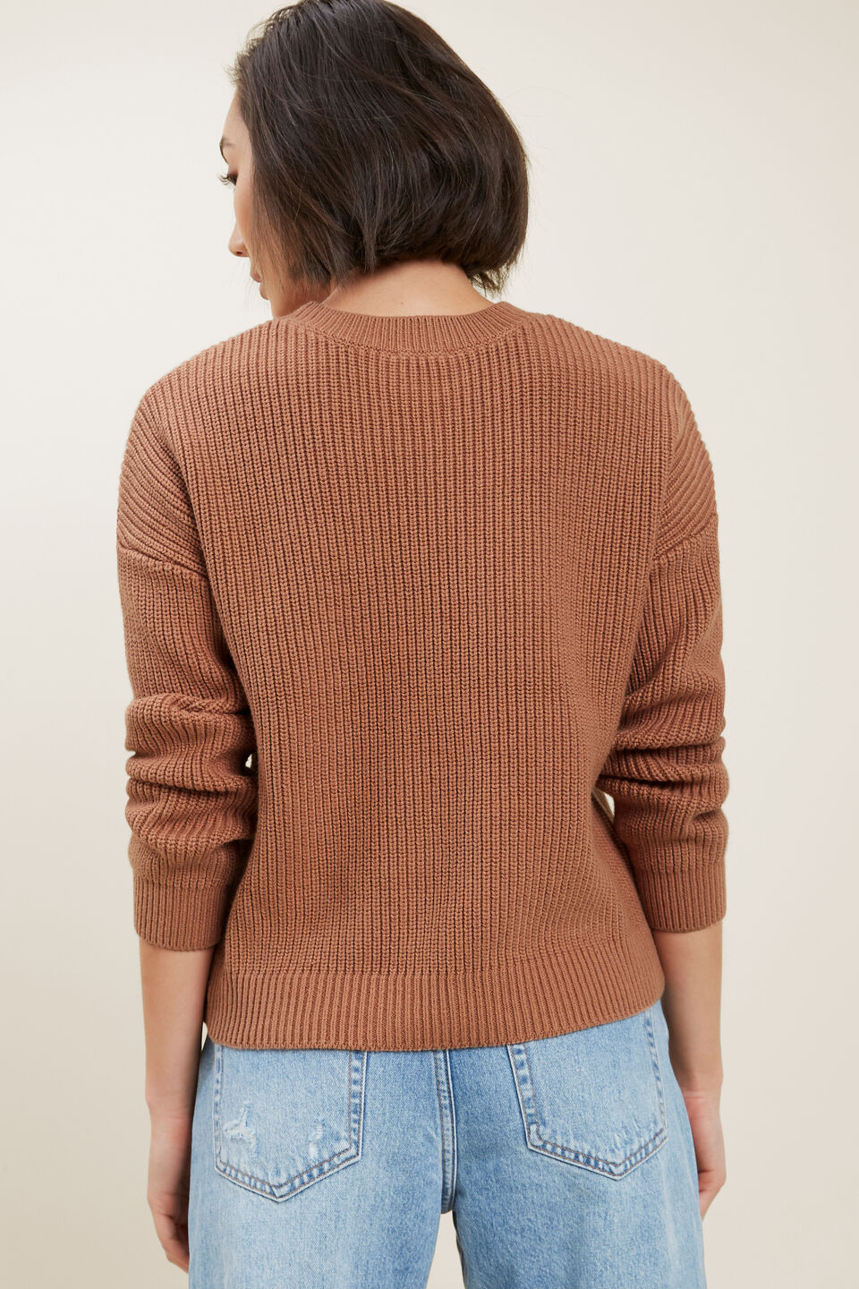 Fisherman Knit Sweater  Burnt Sienna
