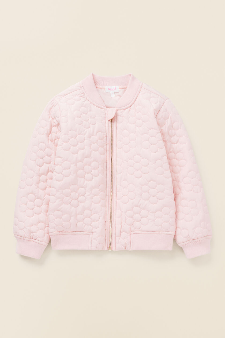 Quilted Daisy Bomber  Dusty Rose