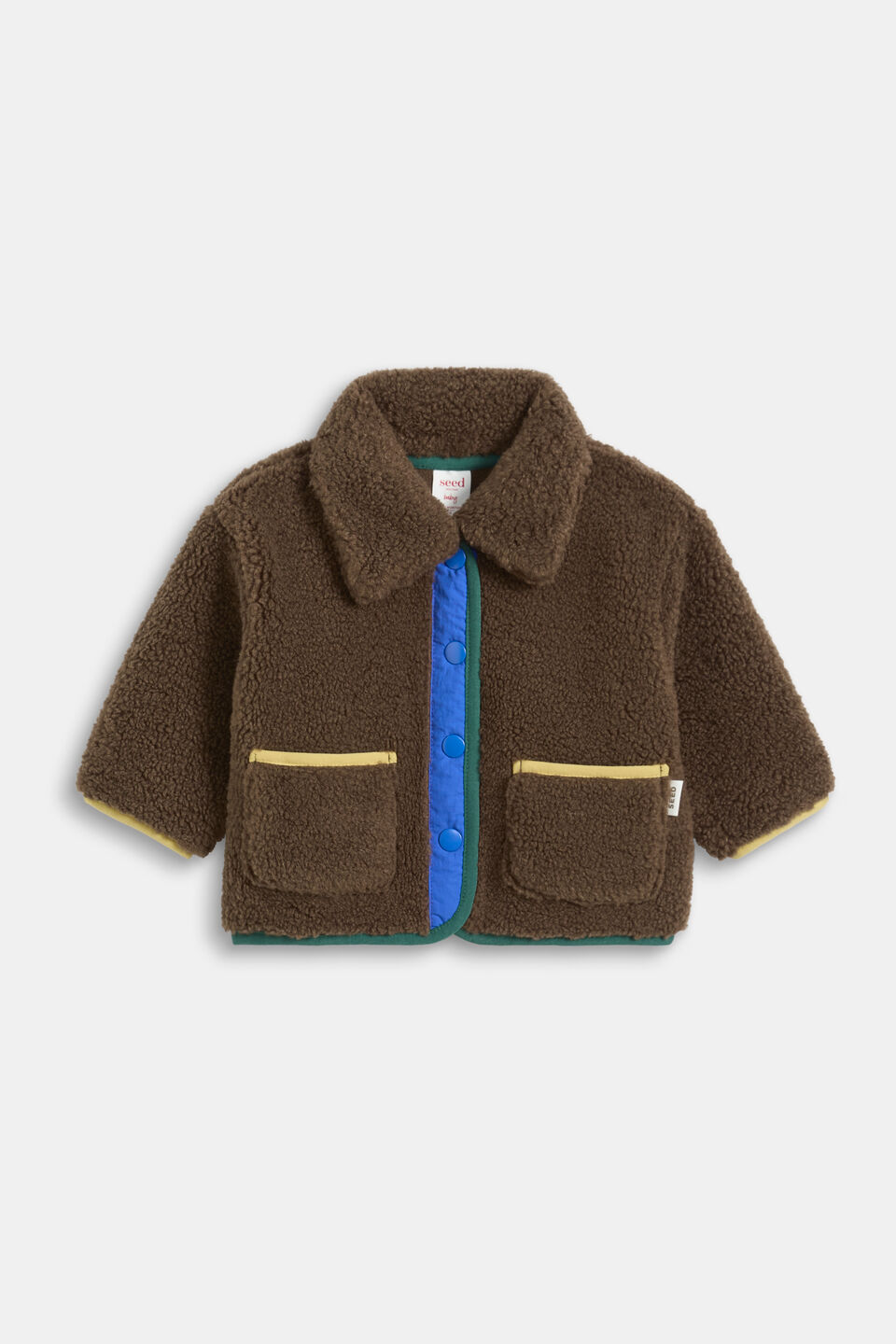 Contrast Teddy Jacket  Cacao