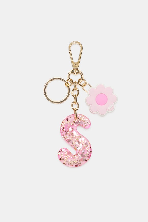 Pink Stripe Initial Keyring  S  hi-res