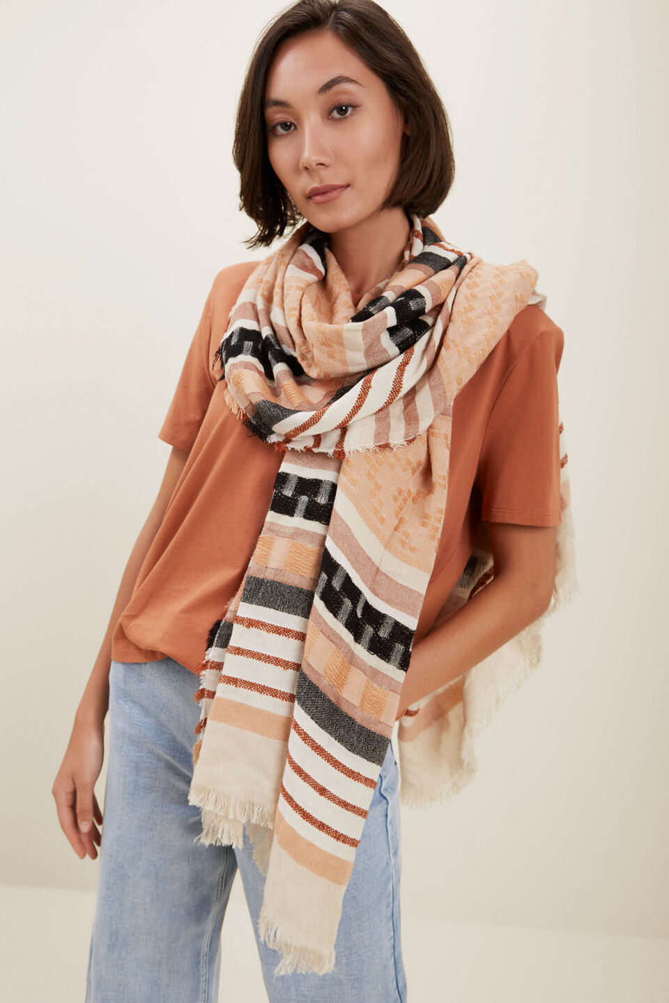 Stripe Scarf  Burnt Bronze