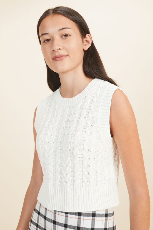 Cable Crop Vest  Cream  hi-res