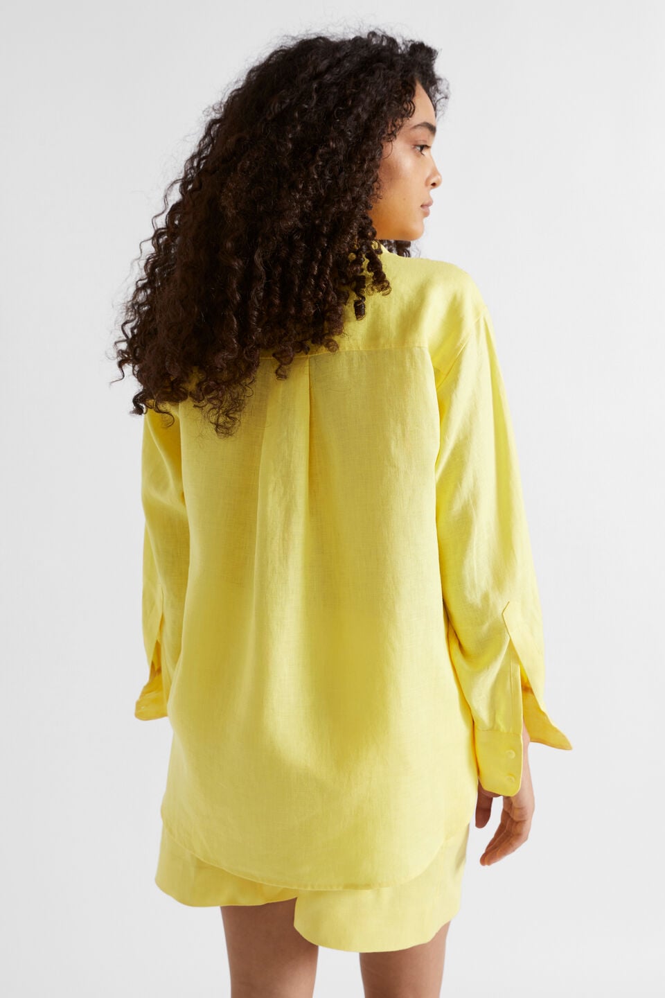 Core Linen Boyfriend Shirt  Lemon Drop