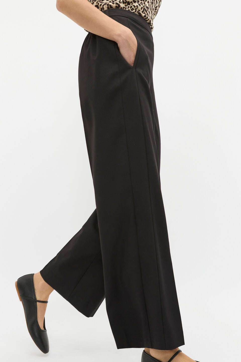 Elasticated Wide Leg Pant  Black