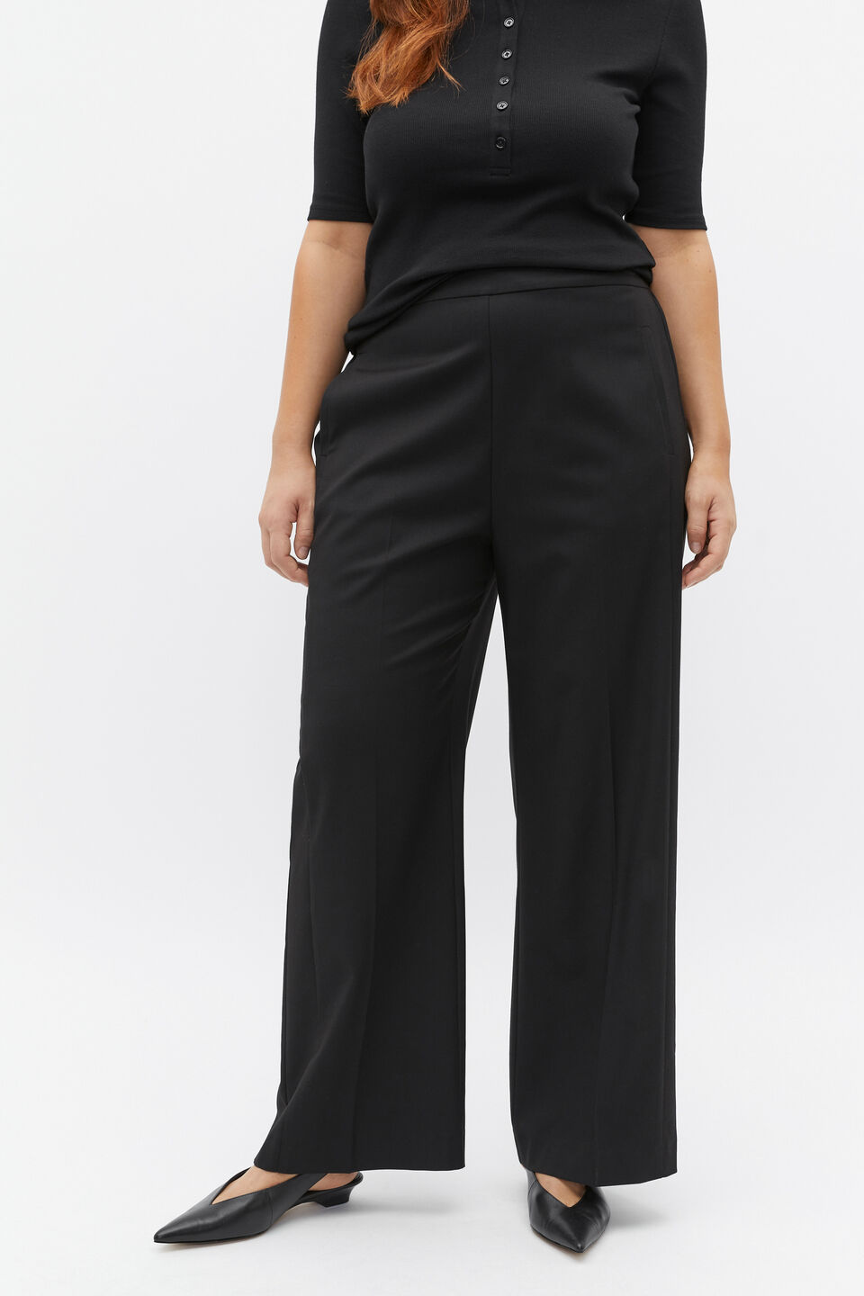 Elasticated Wide Leg Pant  Black
