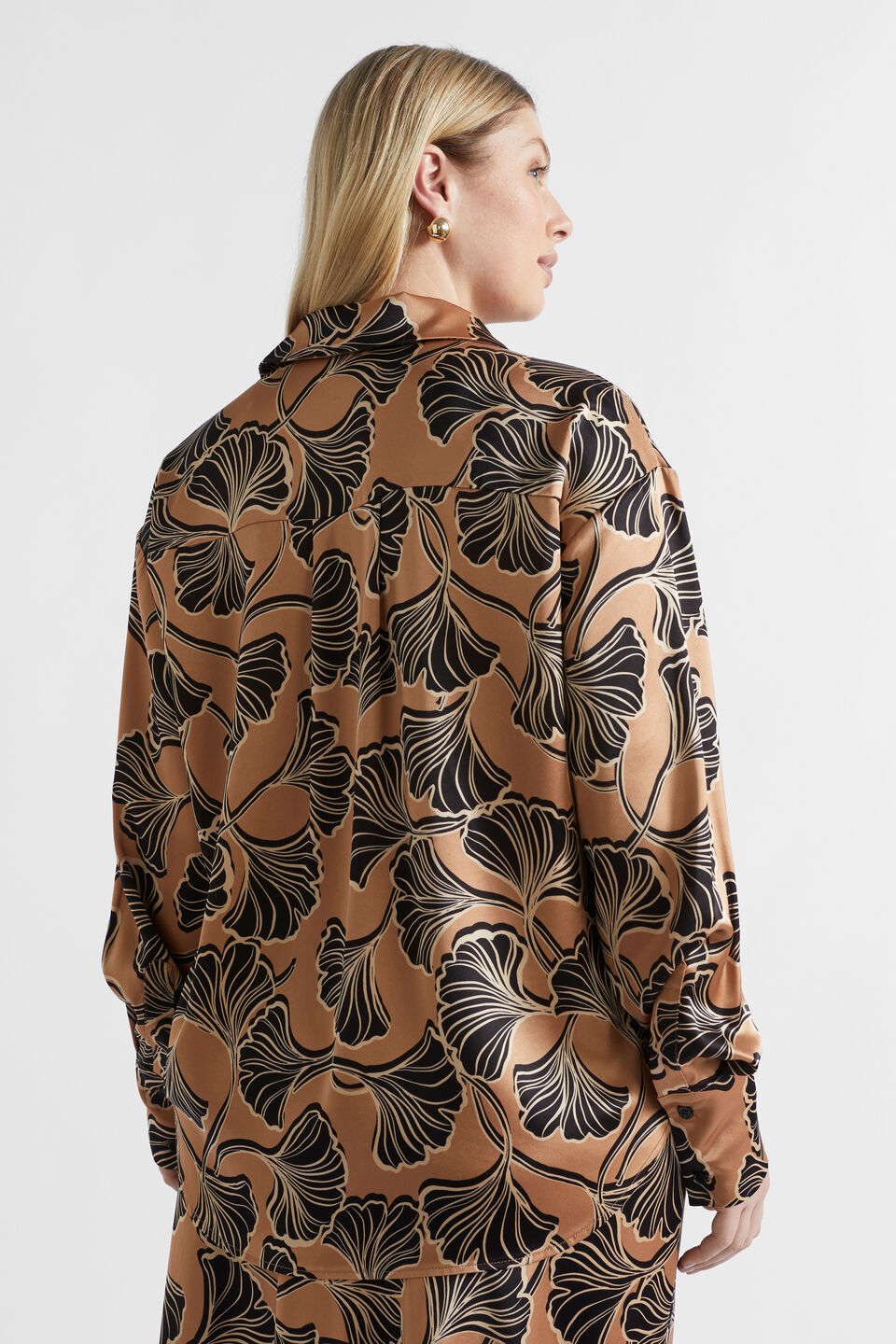 Satin Abstract Floral Shirt  Abstract Floral
