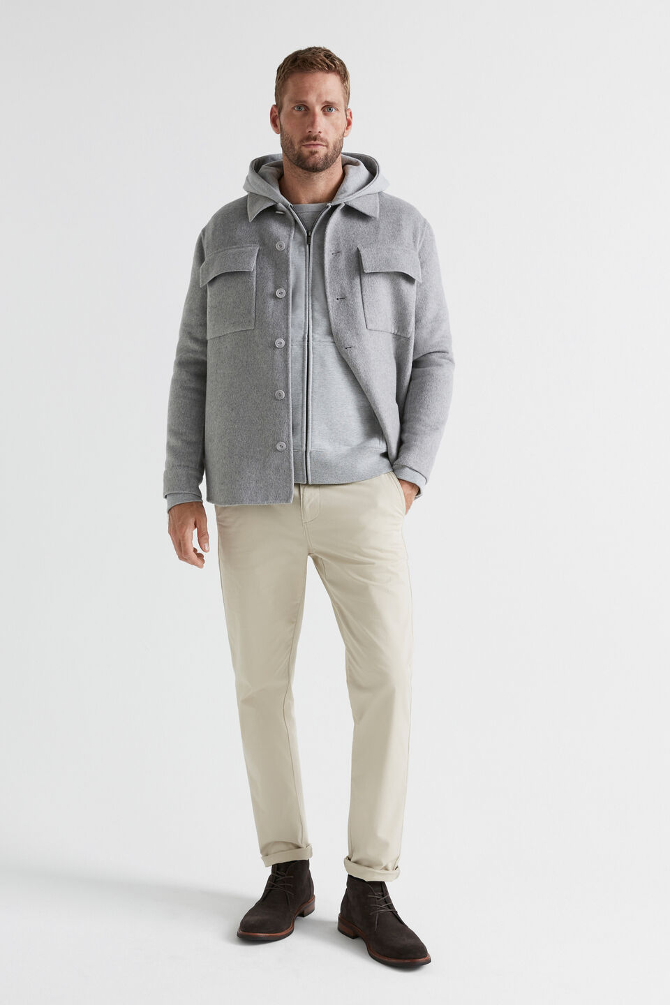 Full Zip Hooded Sweatshirt  Grey Marle