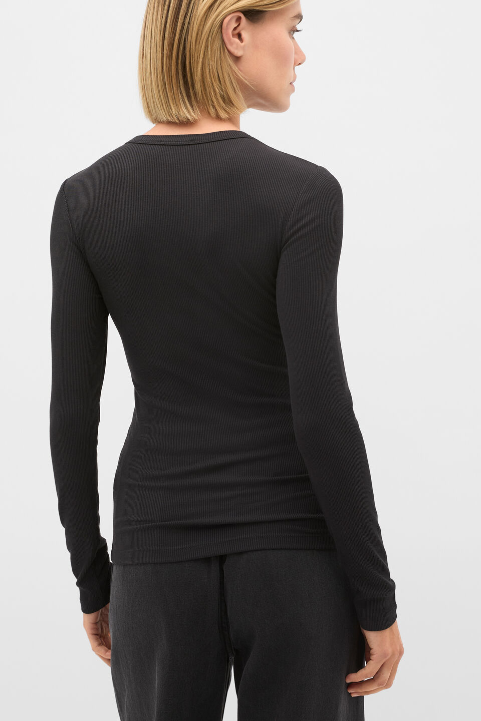 Core Rib Crew Neck Top  Black