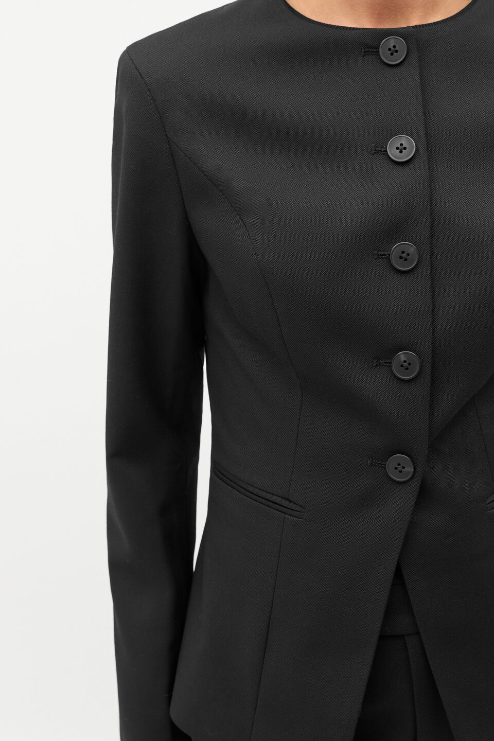 Wool Blend Tailored Jacket  Black