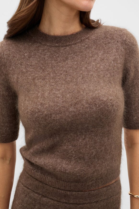 Fluffy Knit Slouch Tee  Chestnut  hi-res