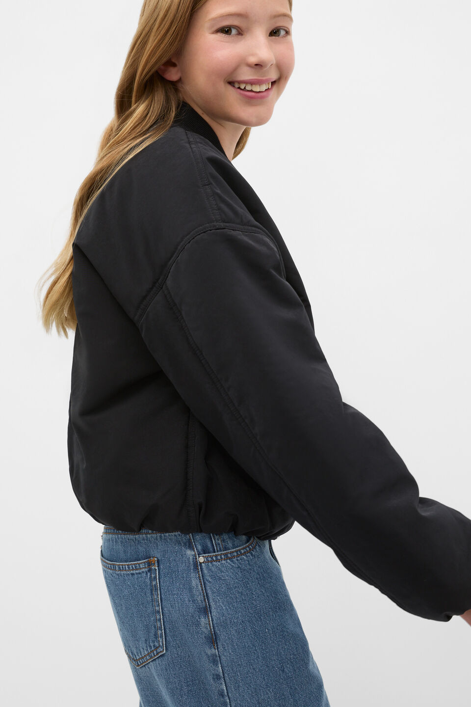 Elasticated Bomber Jacket  Black