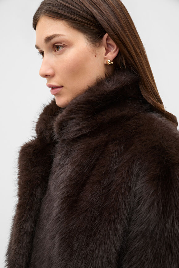 Maxi Faux Fur Coat  Coffee Bean  hi-res