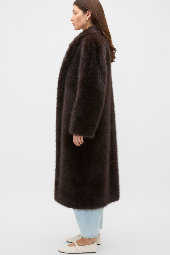 Maxi Faux Fur Coat  Coffee Bean  hi-res
