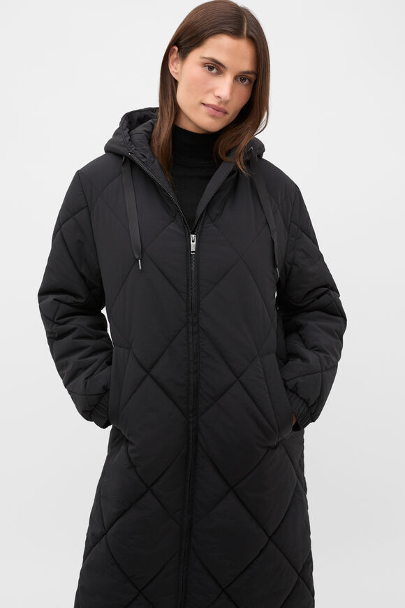 Longline Puffer Coat  Black  hi-res