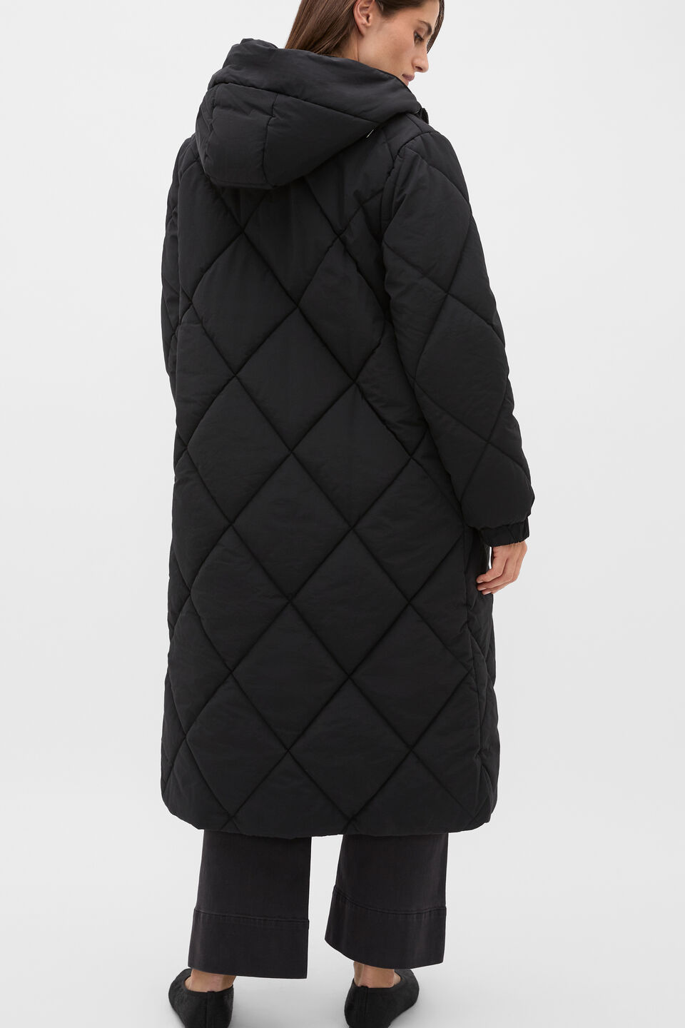 Longline Puffer Coat  Black