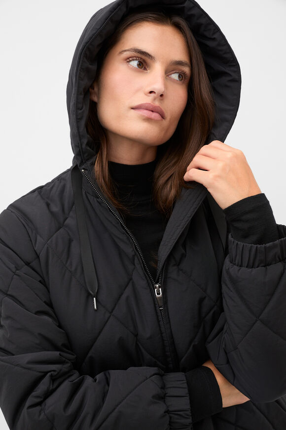 Longline Puffer Coat  Black  hi-res