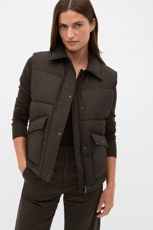 Casual Puffer Vest  Coffee Bean  hi-res