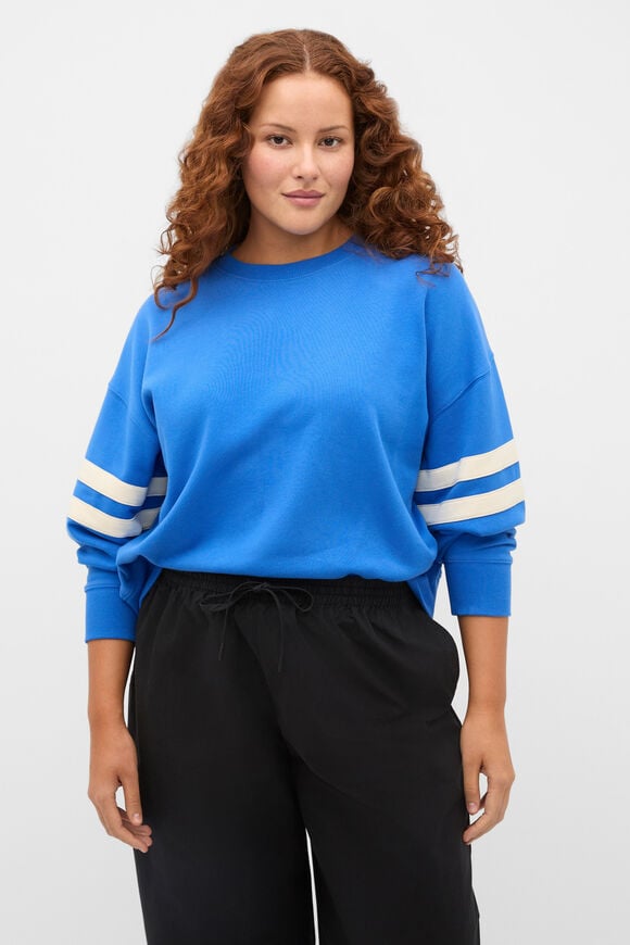 Contrast Detail Crew Neck Sweat  Blue Haven  hi-res