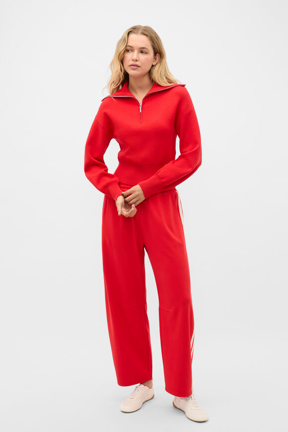 Double Knit Crop Zip Through  Chilli Red  hi-res