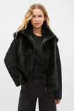 Faux Fur Zip Through Vest  Black  hi-res