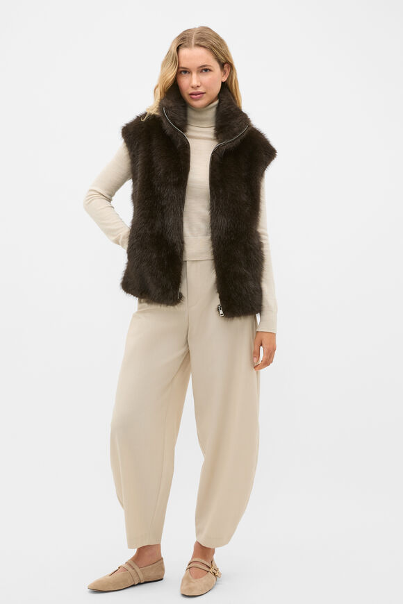 Faux Fur Zip Through Vest  Coffee Bean  hi-res