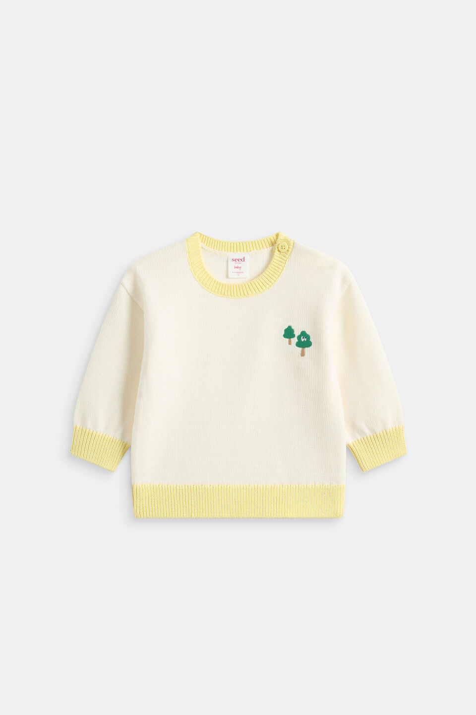 Contrast Rib Knit Sweater  Classic Cream