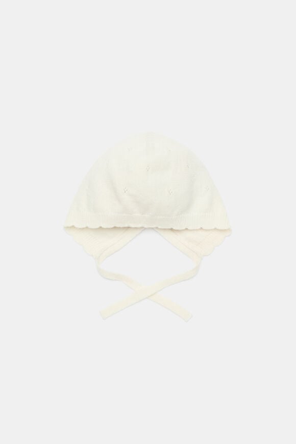Pointelle Knit Bonnet  Classic Cream  hi-res