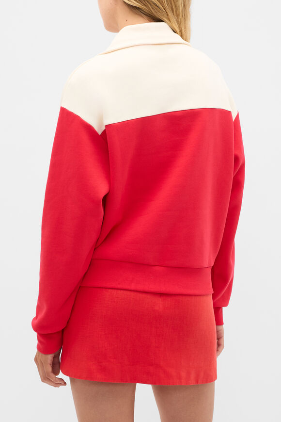 Brushed Terry Contrast Detail Sweat  Chilli Red Contrast  hi-res