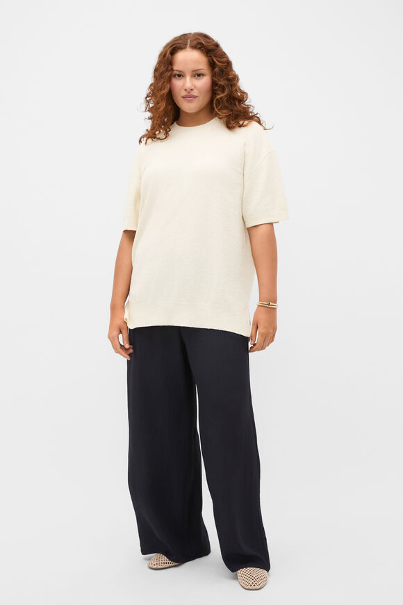 Boucle Oversized Knit Tee  Coconut Cream  hi-res