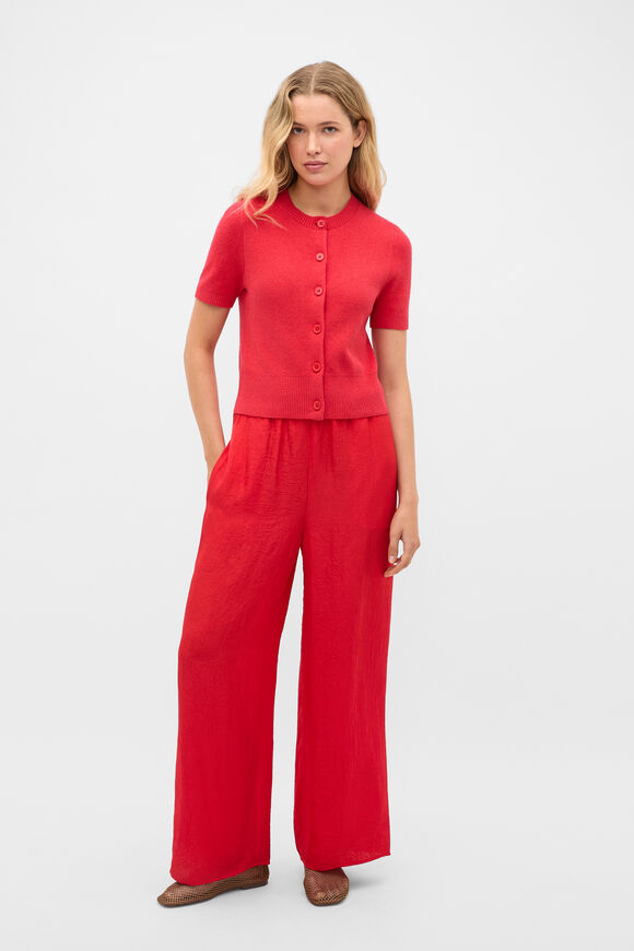 Textured Satin Easy Wide Leg Pant  Chilli Red  hi-res