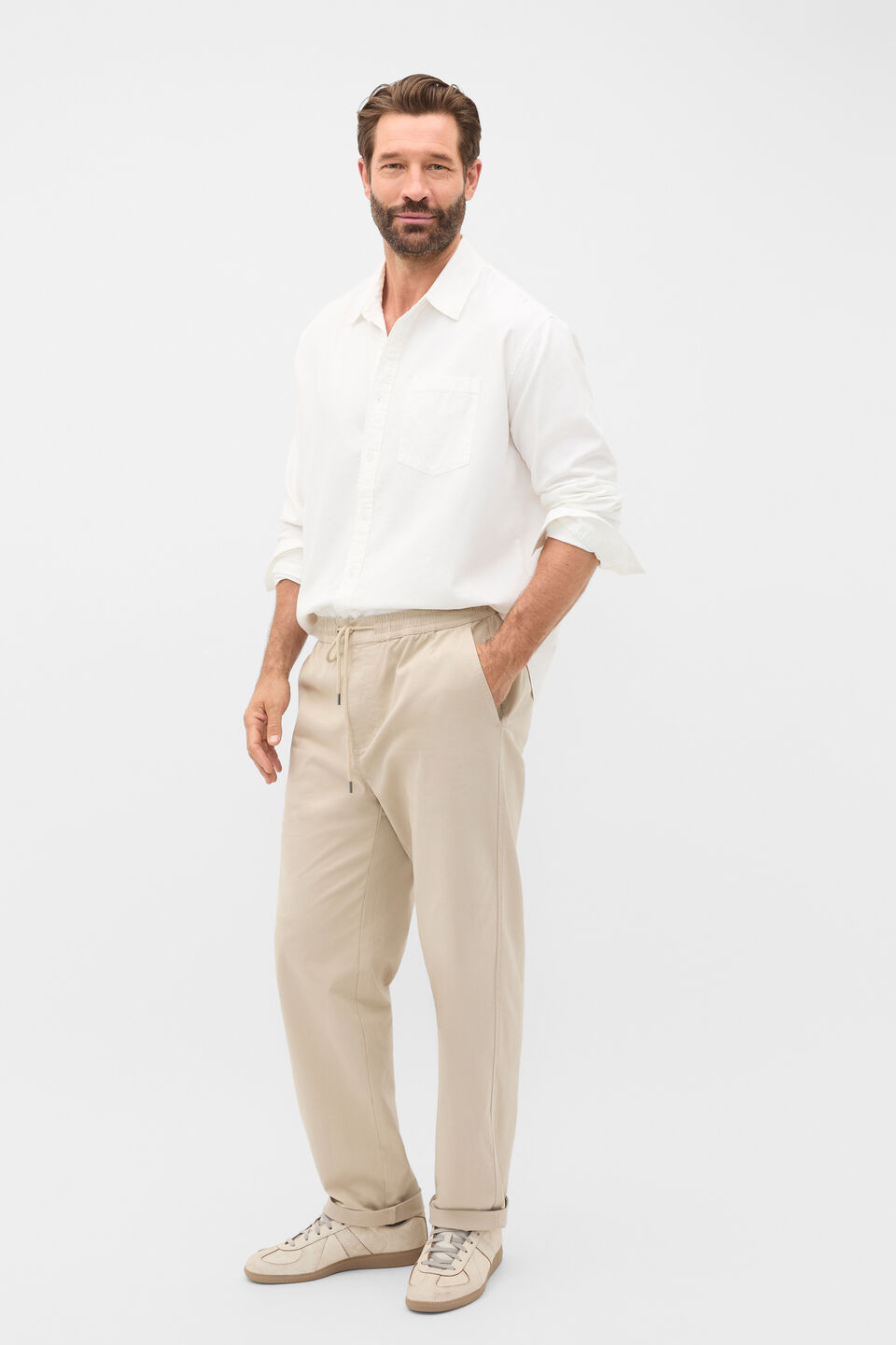 Drapey Twill Shirt  Off White