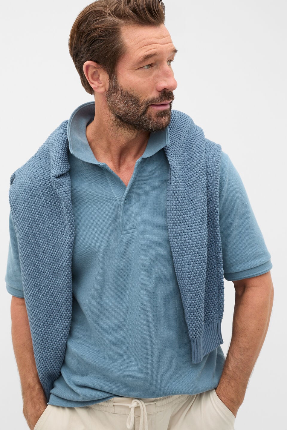 Pique Polo  Ocean Blue