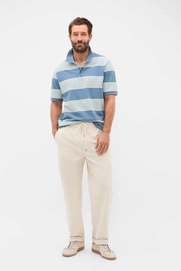 Stripe Pique Polo  Ocean Blue Stripe  hi-res