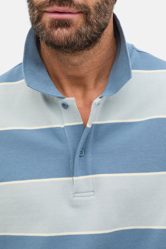 Stripe Pique Polo  Ocean Blue Stripe  hi-res