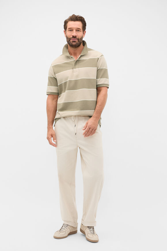 Stripe Pique Polo  Putty Stripe  hi-res