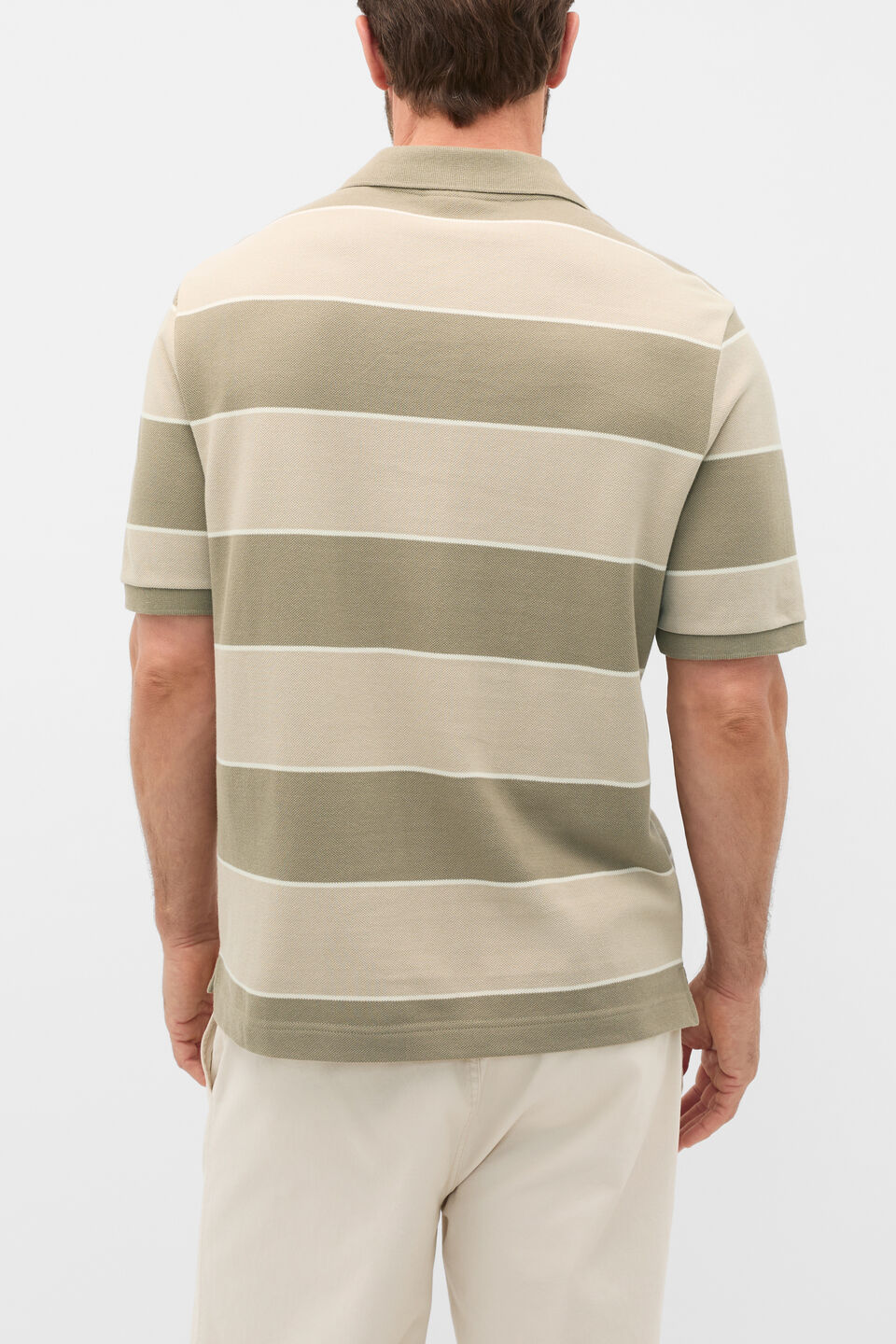 Stripe Pique Polo  Putty Stripe