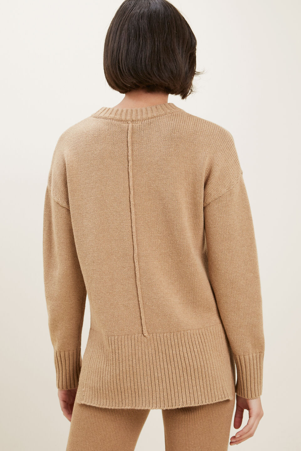 Relaxed Seam Front Sweater  Honey Dew Marle