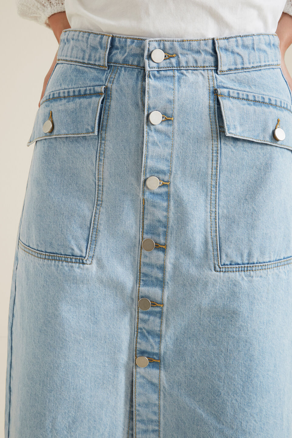 Denim Midi Skirt  