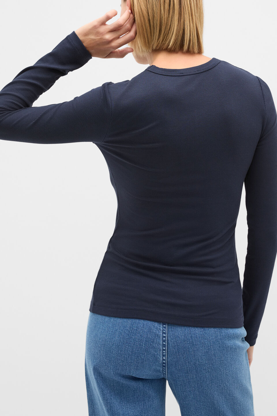 Core Rib Crew Neck Top  Twilight Blue