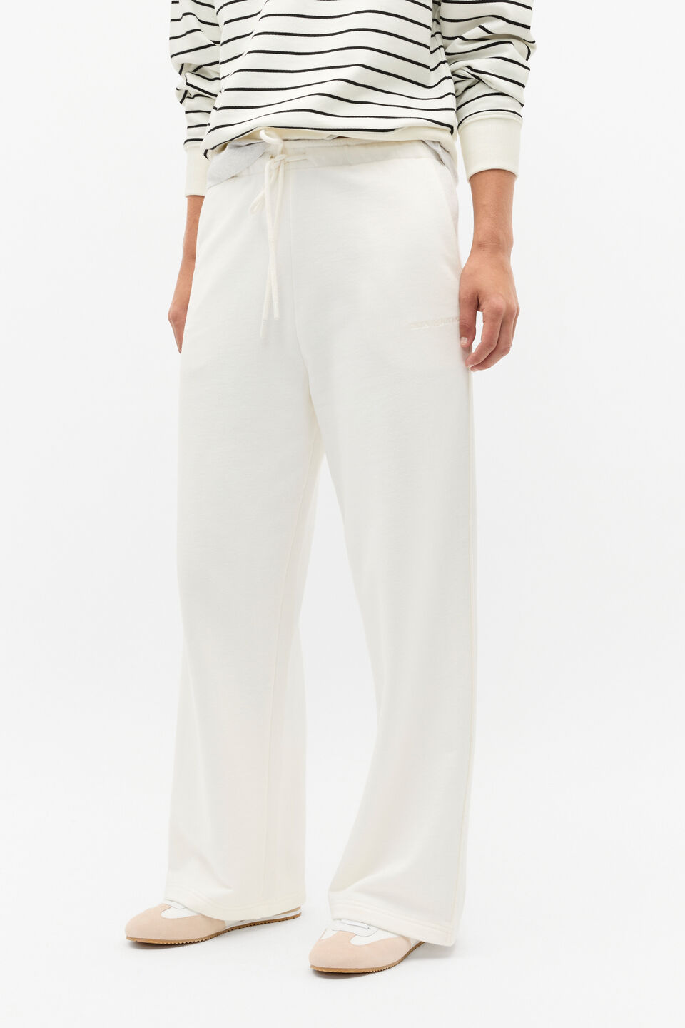 Heritage Wide Leg Track Pant  Cloud Cream