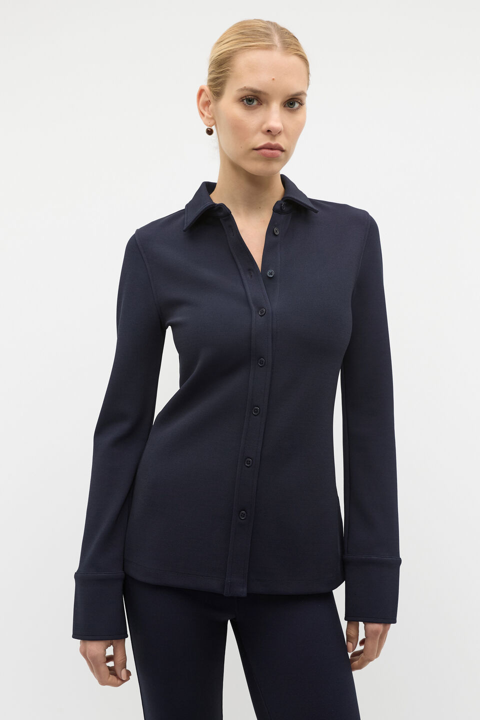 Compact Rib Polo Top  Twilight Blue