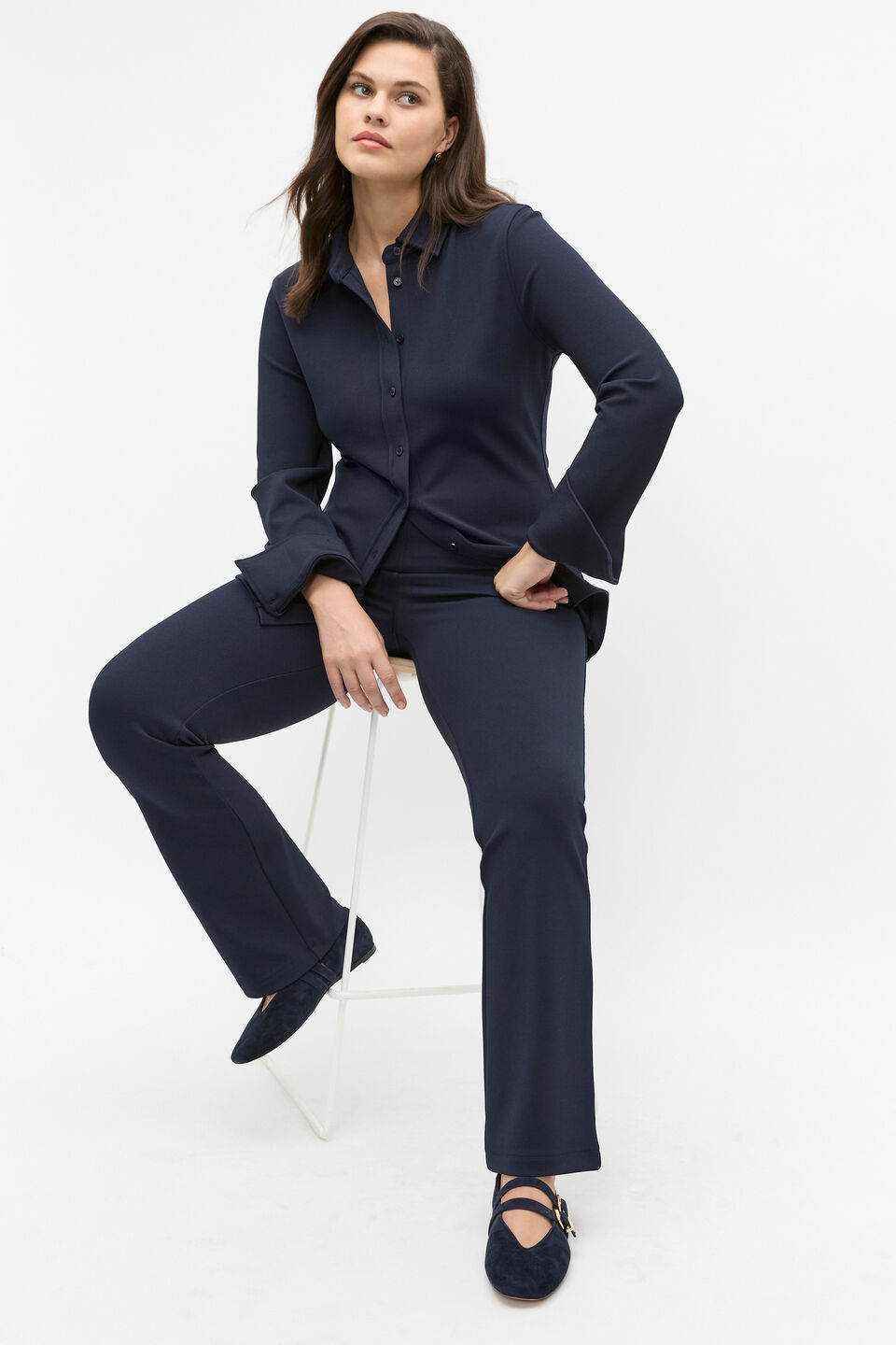 Compact Rib Polo Top  Twilight Blue