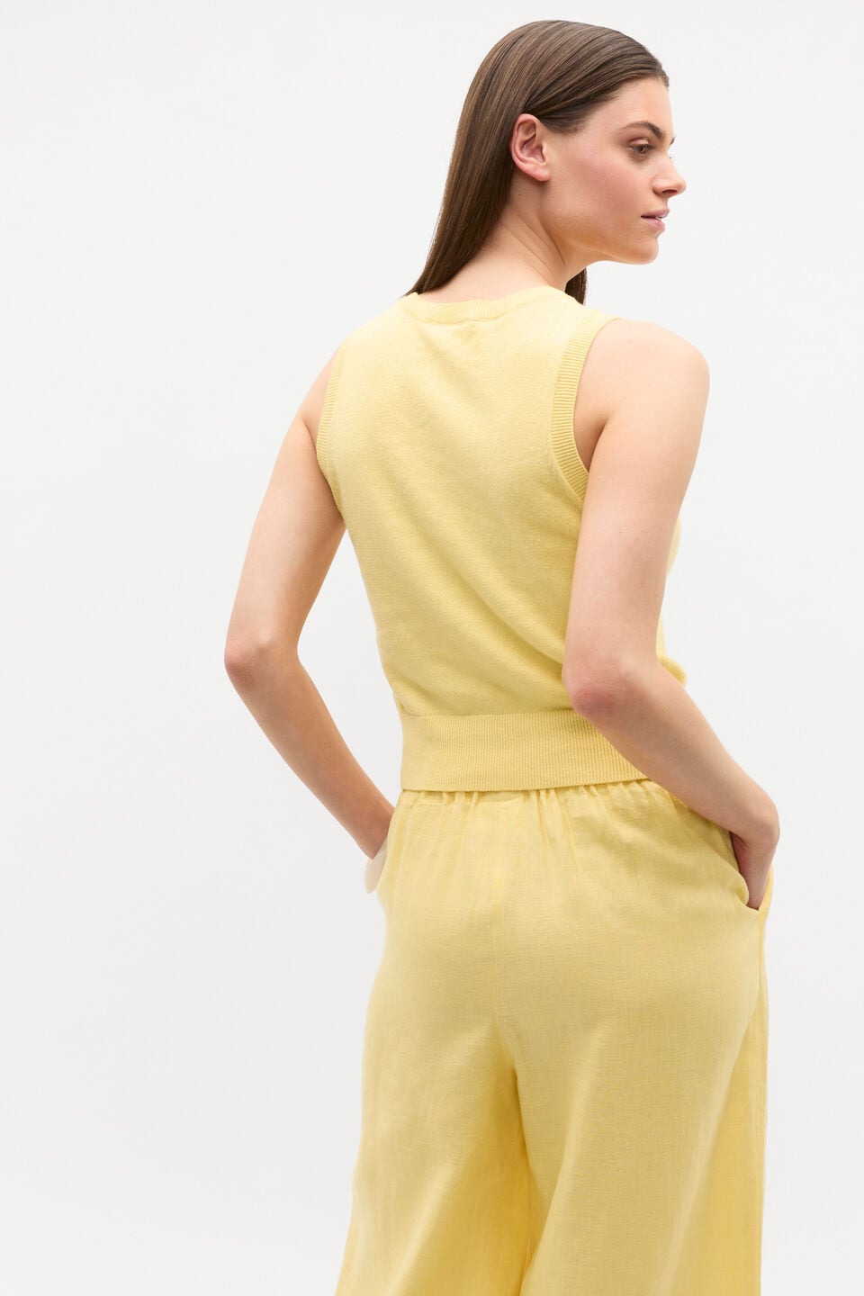 Linen Blend Knit Top  Buttercup