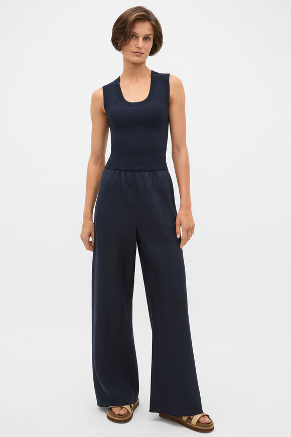 Core Linen Easy Wide Leg Pant  Twilight Blue  hi-res